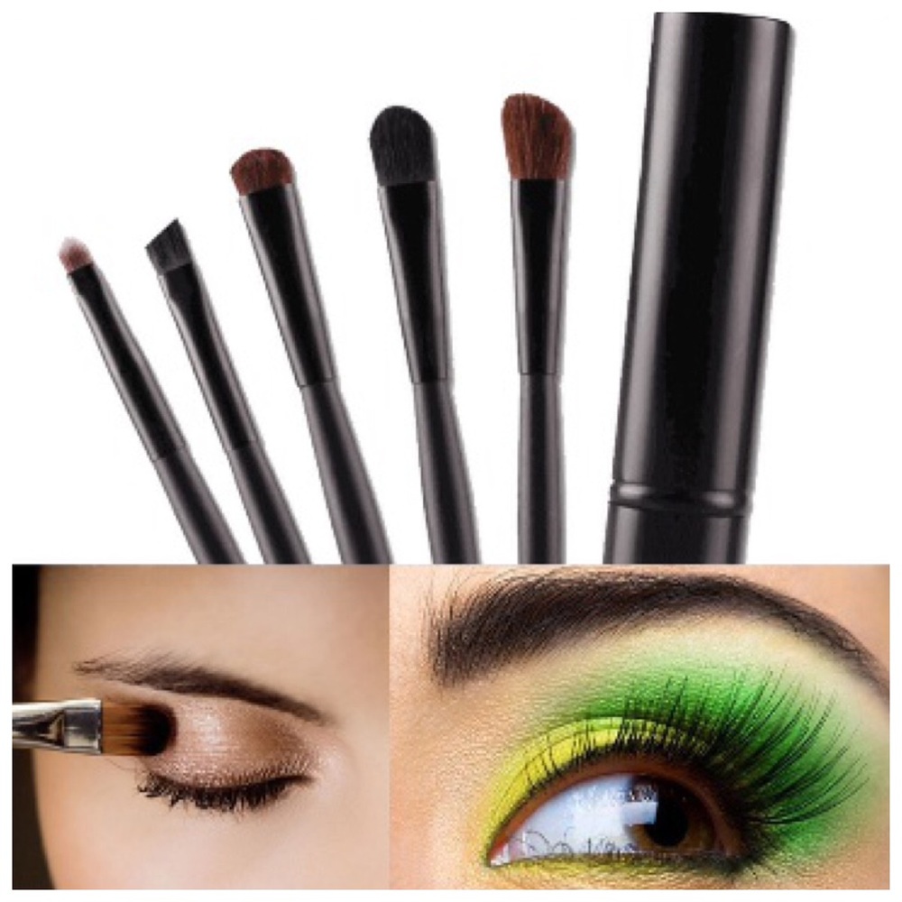 BOUTIQUE 5pc Cosmetic Brush Kit Brow and Eyes Tool Set NEW